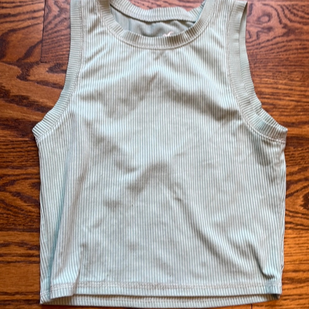 light green ribbed crop hollister high neck tank